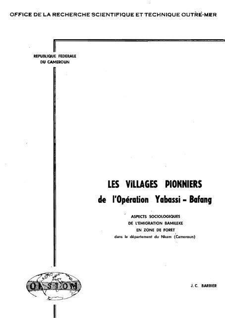 Les villages pionniers de l'opération Yabassi-Bafang : Aspects ... - IRD