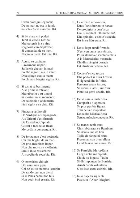 Is Pregadorias antigas: su signo de sa devozioni - Provincia del ...