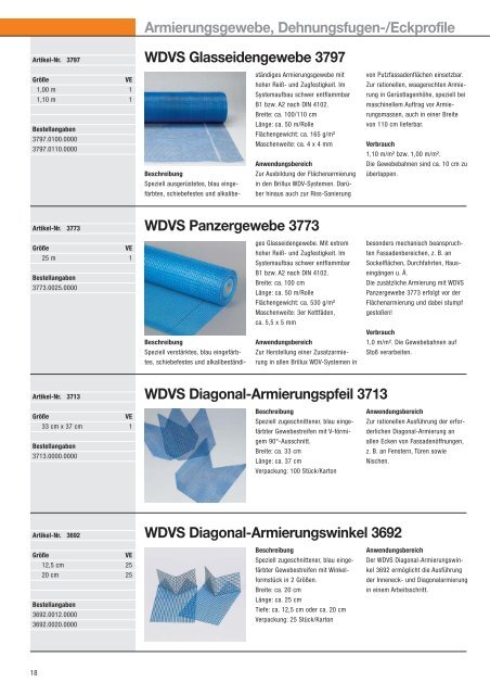 Wärmedämm-Verbundsysteme | Lieferprogramm WDVS