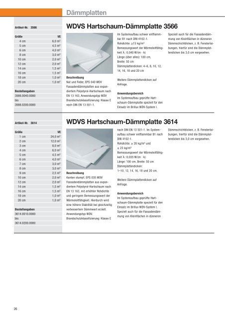 Wärmedämm-Verbundsysteme | Lieferprogramm WDVS