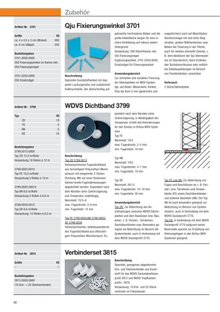 Wärmedämm-Verbundsysteme | Lieferprogramm WDVS