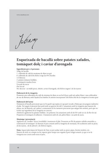 Esqueixada de bacallà sobre patates xafades ... - Can Jubany