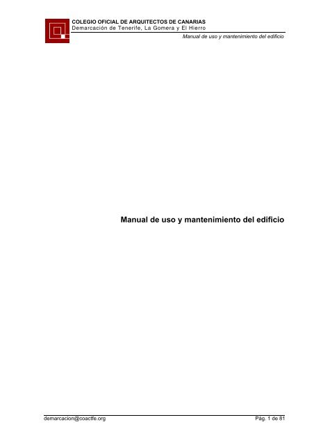 Manual de uso y mantenimiento del edificio - Colegio Oficial de ...