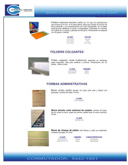 catalogo de productos - continental papelera de mexico