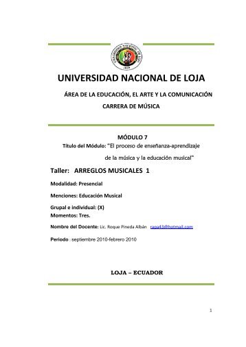 arreglos musicales nivel 1 - Universidad Nacional de Loja