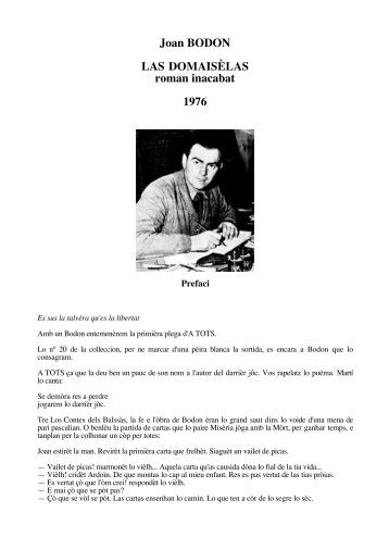 Joan BODON LAS DOMAISÈLAS roman inacabat 1976