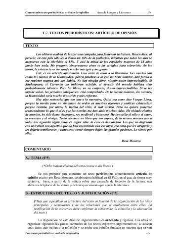 T.7. TEXTOS PERIODÍSTICOS: ARTÍCULO DE ... - Lengua española