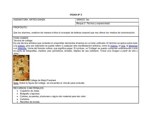 ARTES-DANZA GRADO: 3er. Bloque 2: Técnica y expresividad ...