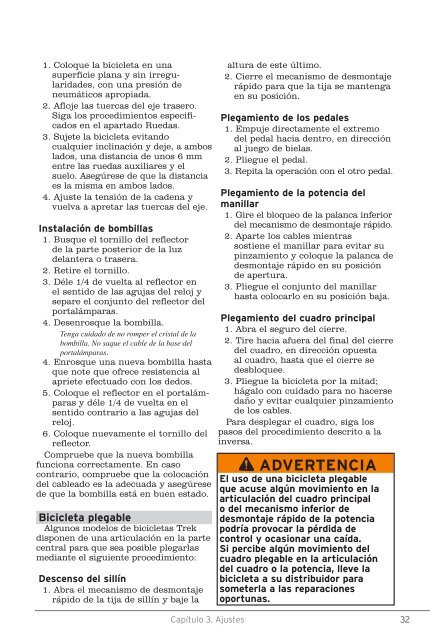 Manual del propietario de la bicicleta - Trek Bicycle Corporation