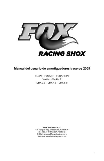 Manual del usuario de amortiguadores traseros 2005 - Fox