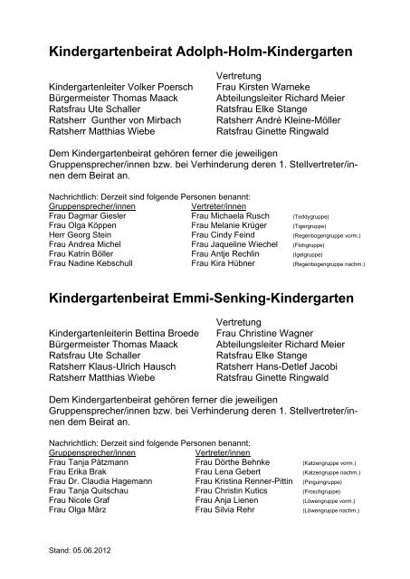 Kindergartenbeirat Adolph-Holm-Kindergarten - Adendorf