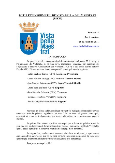 Butlletí 18 - Ajuntament de Vistabella