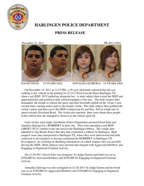 Harlingen Police Department City Of Harlingen