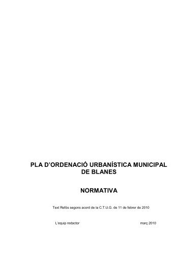 pla d'ordenació urbanística municipal de blanes normativa