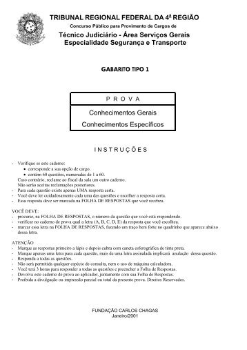 Especialidade Segurança e Transporte - Tribunal Regional Federal ...