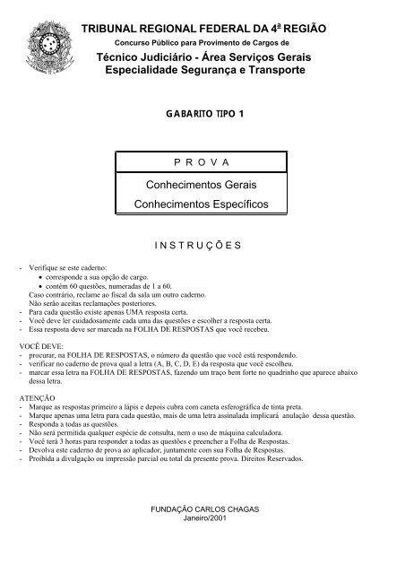 Especialidade Segurança e Transporte - Tribunal Regional Federal ...