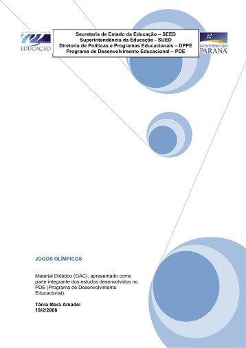 JOGOS OLÍMPICOS Material Didático (OAC), apresentado como ...