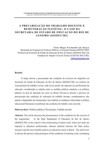 a precarização do trabalho docente e remuneração ... - completo