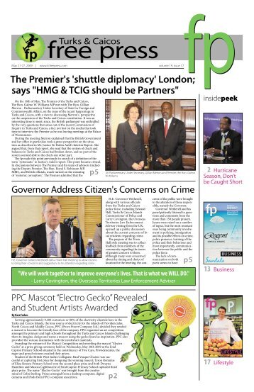 The Premier's 'shuttle diplomacy' London; says - fp Turks and Caicos