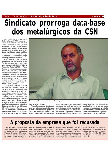 CSN Sindicato quer proposta com avanços - Jornal Folha do Aço