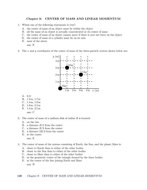 Chapter 9: CENTER OF MASS AND LINEAR MOMENTUM