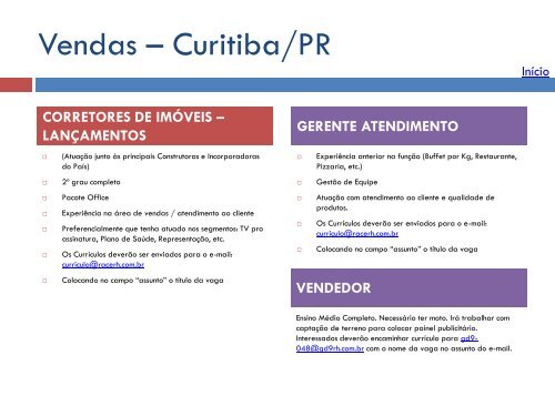 Oportunidades de trabalho