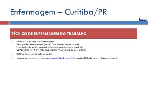 Oportunidades de trabalho