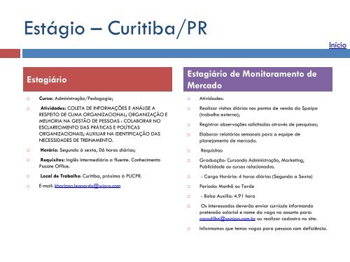 Oportunidades de trabalho