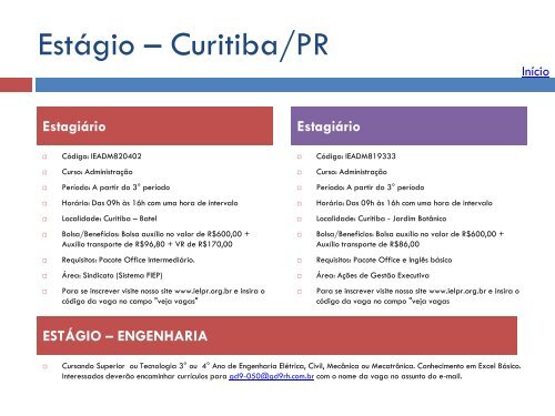 Oportunidades de trabalho