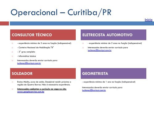 Oportunidades de trabalho