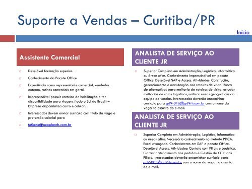 Oportunidades de trabalho