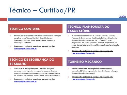 Oportunidades de trabalho