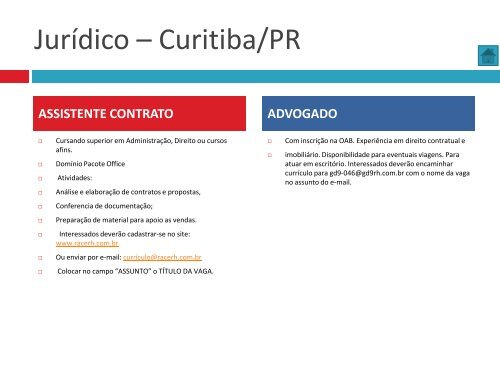 Oportunidades de trabalho