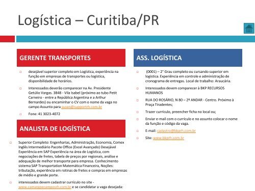 Oportunidades de trabalho