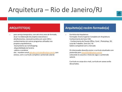 Oportunidades de trabalho