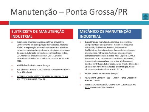 Oportunidades de trabalho