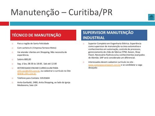 Oportunidades de trabalho