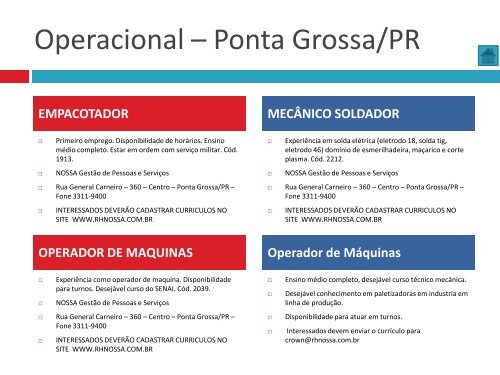 Oportunidades de trabalho