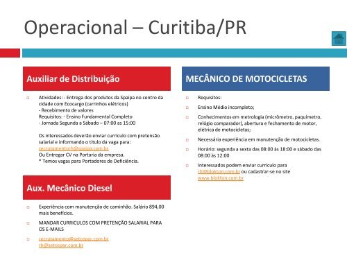 Oportunidades de trabalho