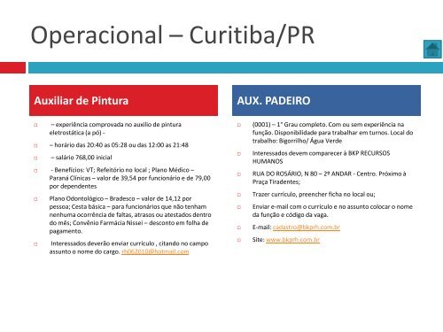 Oportunidades de trabalho