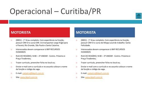 Oportunidades de trabalho