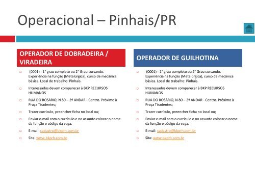 Oportunidades de trabalho