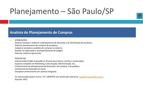 Oportunidades de trabalho