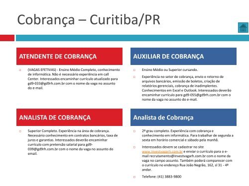 Oportunidades de trabalho