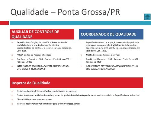 Oportunidades de trabalho