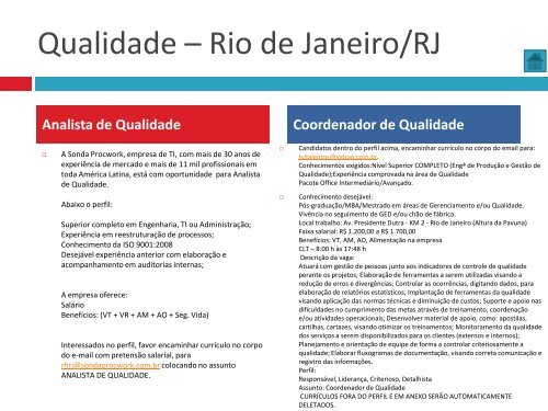 Oportunidades de trabalho