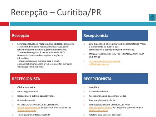 Oportunidades de trabalho