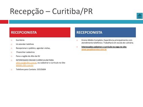 Oportunidades de trabalho