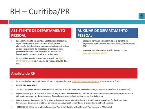 Oportunidades de trabalho