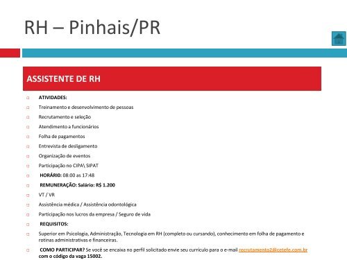 Oportunidades de trabalho